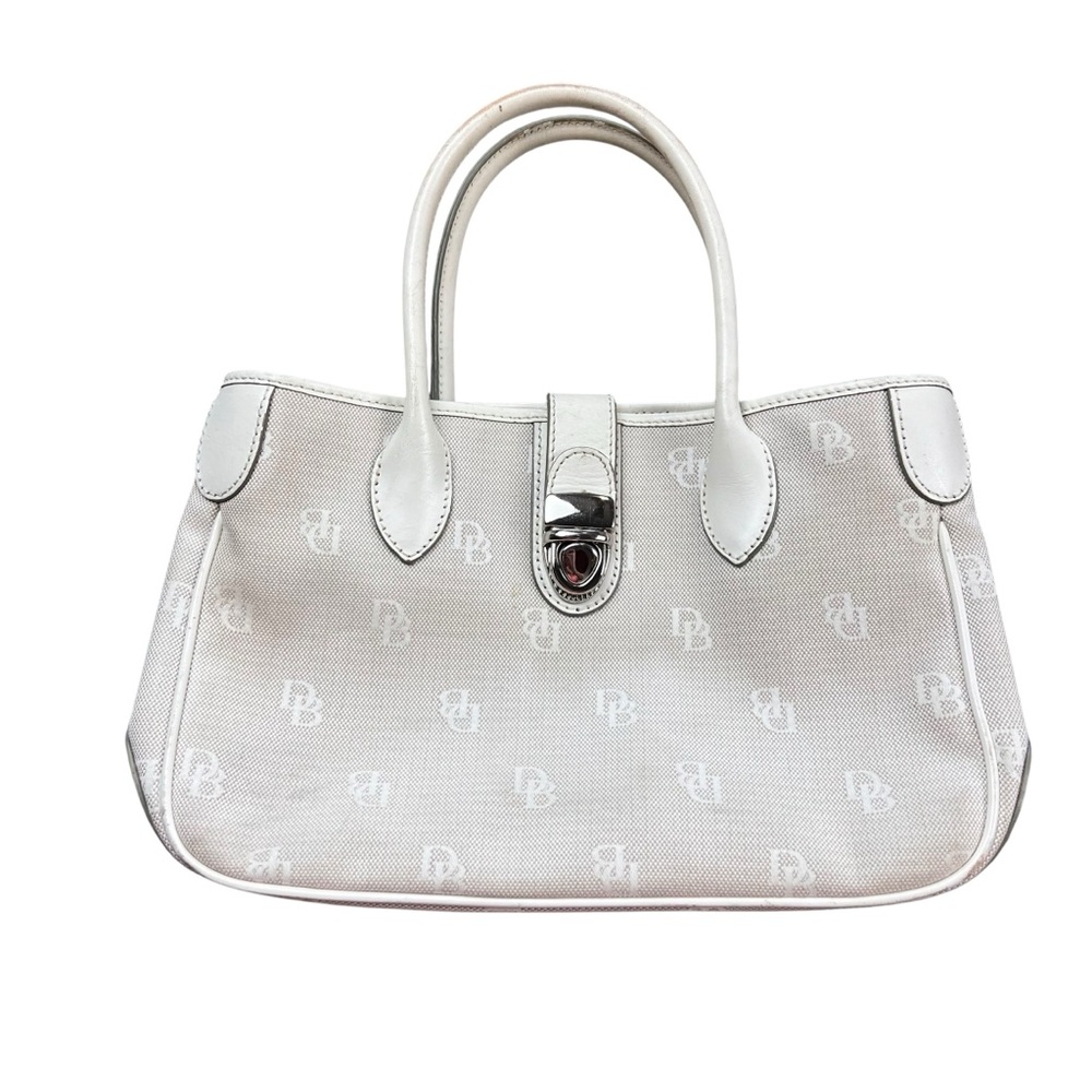 Dooney & Bourke Cream Satchel with Logo Pattern Shoulders‎ Bag
